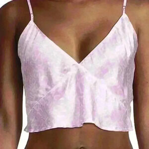 NWOT Stella‎ McCartney x Ed Curtis Pink Graffiti Logo Cropped Silk  Cami Size S